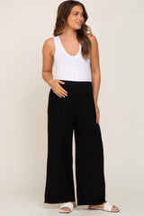 Black Fringe Hem Linen Maternity Pants