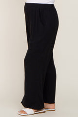 Black Fringe Hem Linen Maternity Pants