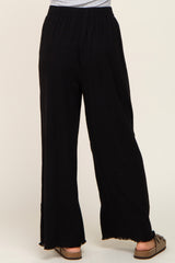 Black Fringe Hem Linen Pants