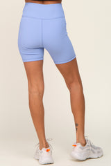 Periwinkle Ribbed Crisscross Biker Shorts