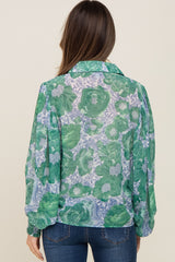 Green Floral Button Up Maternity Blouse