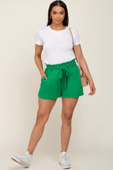 Green Tie Front Shorts