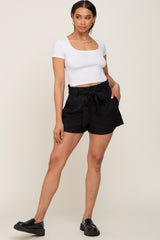 Black Tie Front Shorts