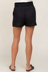 Black Tie Front Maternity Shorts