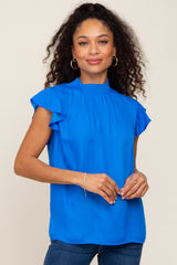 Royal Mock Neck Flutter Maternity Blouse