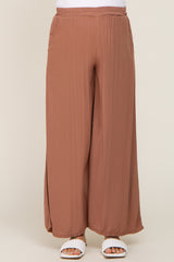 Camel Wide Leg Lightweight Maternity Pants