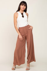 Camel Wide Leg Lightweight Maternity Pants