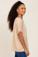 Taupe V-Neck Dolman Sleeve Top