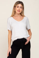 Light Grey V-Neck Maternity Dolman Sleeve Top