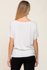 Light Grey V-Neck Maternity Dolman Sleeve Top