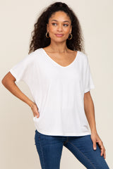 Ivory V-Neck Dolman Sleeve Top