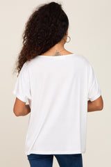 Ivory V-Neck Dolman Sleeve Top