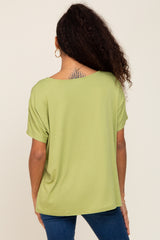 Light Green V-Neck Dolman Sleeve Top