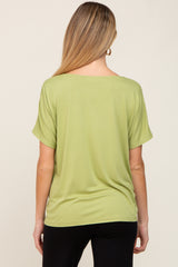 Light Green V-Neck Maternity Dolman Sleeve Top