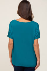 Teal V-Neck Maternity Dolman Sleeve Top