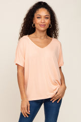 Peach V-Neck Dolman Sleeve Top