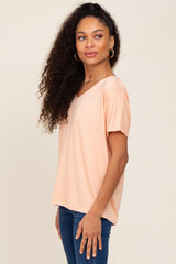 Peach V-Neck Dolman Sleeve Top