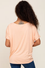 Peach V-Neck Dolman Sleeve Top