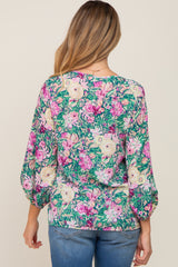 Jade Floral V-Neck 3/4 Sleeve Maternity Blouse