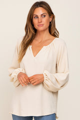 Cream Long Puff Sleeve Maternity Blouse