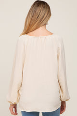 Cream Long Puff Sleeve Maternity Blouse