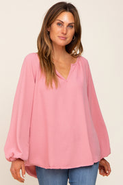 Mauve Long Puff Sleeve Blouse