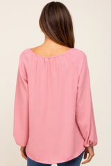 Mauve Long Puff Sleeve Blouse