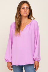 Lavender Long Puff Sleeve Blouse