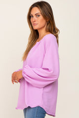 Lavender Long Puff Sleeve Blouse