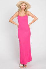 Fuchsia Ribbed Sleeveless Basic Maternity Maxi Dress