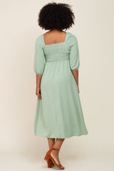 Sage Swiss Dot 3/4 Sleeve Midi Dress