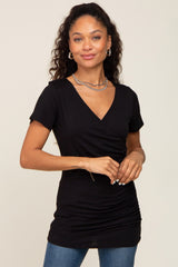 Black Wrap Front Nursing Top