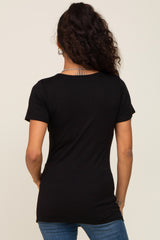 Black Wrap Front Nursing Top