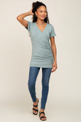 Mint Wrap Front Nursing Top