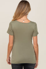 Olive Wrap Front Maternity/Nursing Top