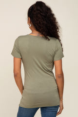 Olive Wrap Front Nursing Top