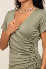 Olive Wrap Front Nursing Top