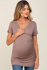 Mocha Wrap Front Maternity/Nursing Top