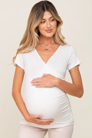 White Wrap Front Maternity/Nursing Top