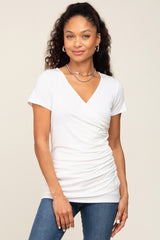 White Wrap Front Maternity/Nursing Top