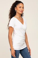 White Wrap Front Nursing Top