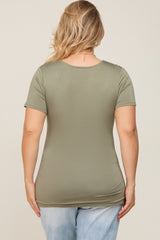 Olive Wrap Front Plus Maternity/Nursing Top