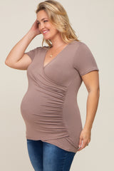 Mocha Wrap Front Plus Maternity/Nursing Top