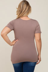 Mocha Wrap Front Plus Maternity/Nursing Top