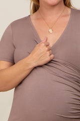 Mocha Wrap Front Plus Maternity/Nursing Top