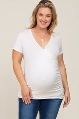 White Wrap Front Plus Maternity/Nursing Top