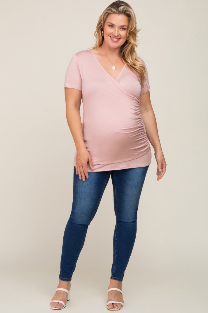 Pink Wrap Front Maternity/Nursing Top– PinkBlush