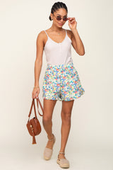 Coral Floral Ruffle Hem Maternity Shorts