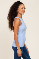 Light Blue Ribbed Basic Tank Top