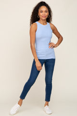 Light Blue Ribbed Basic Tank Top